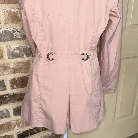 Sandro Peach Tan Short Trench Utility Jacket Self Tie Cotton Blend - Picture 6 of 13